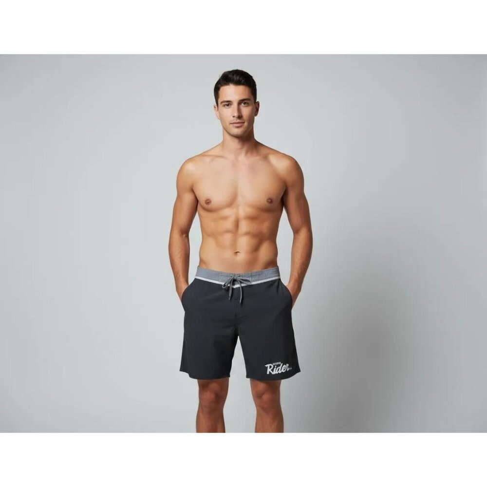 Burnside Men's Black Doom Rider Logo Zip Pocket Board Shorts‎ Size 36